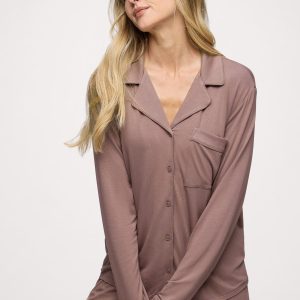 Long Sleeve Button-Up Pajama Shirt | Cocoa