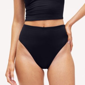 High Waist Bikini Bottom | Smooth Black