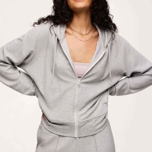 Performance Waffle Zip-Up Hoodie | Heather Grey