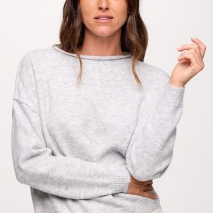 Cozy Knit Mockneck Sweater | Heather Grey