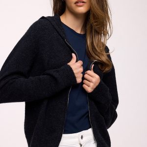 Cozy Knit Zip-Up Cardigan | Heather Black