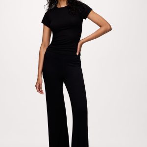 Slinky Rib Streamline Pant | Black