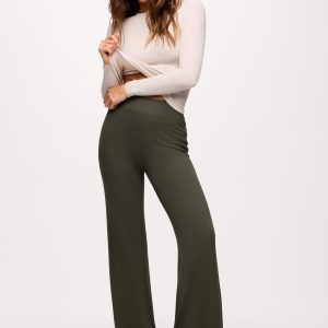 Slinky Rib Streamline Pant | Darkest Olive