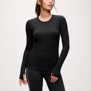 Sporty Rib Bra Long Sleeve | Black