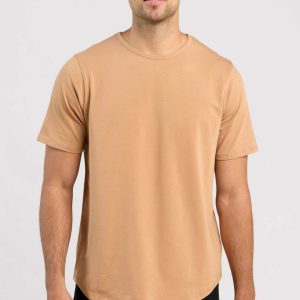 Short Sleeve Curved Hem T-Shirt | Cinnamon