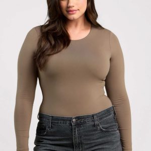 Long Sleeve Crewneck Bodysuit | Mocha