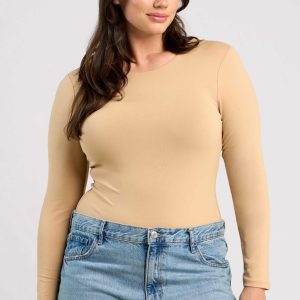 Long Sleeve Crewneck Bodysuit | Oat