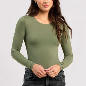 Long Sleeve Crewneck Bodysuit | Olive