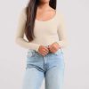 Long Sleeve Scoop Neck Bodysuit | Bone