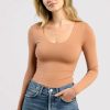 Long Sleeve Scoop Neck Bodysuit | Clay
