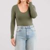 Long Sleeve Scoop Neck Bodysuit | Olive
