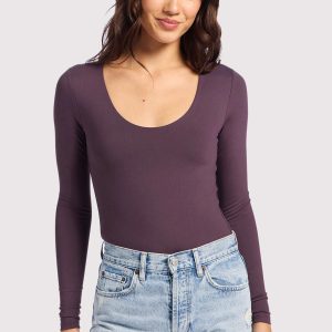 Long Sleeve Scoop Neck Bodysuit | Plum
