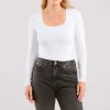 Long Sleeve Square Neck Bodysuit | White