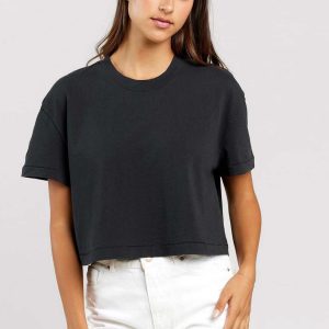 Vintage Cotton Cropped Tee | Black