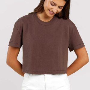 Vintage Cotton Cropped Tee | Coffee