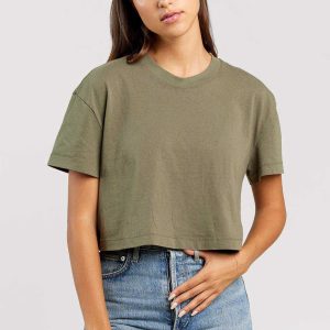 Vintage Cotton Cropped Tee | Olive