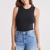 Cotton Stretch Classic Crewneck Tank Bodysuit | Black