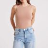 Cotton Stretch Classic Crewneck Tank Bodysuit | Clay