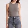 Cotton Stretch Classic Crewneck Tank Bodysuit | Mocha