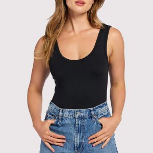 Seamless Scoop Tank Bodysuit | Black