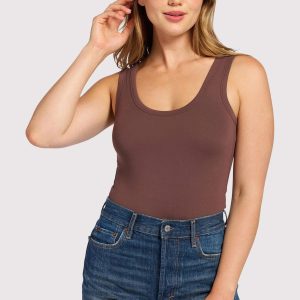 Seamless Scoop Tank Bodysuit | Coffee
