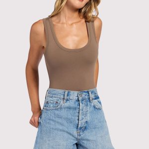 Seamless Scoop Tank Bodysuit | Mocha