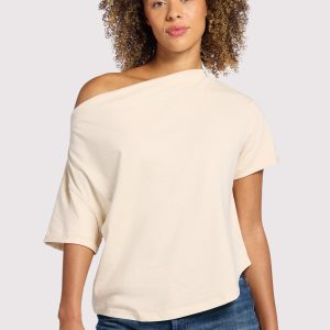Vintage Cotton Off The Shoulder T-Shirt | Bone