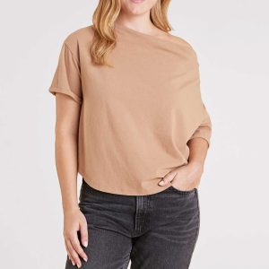 Vintage Cotton Off The Shoulder T-Shirt | Cinnamon