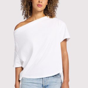 Vintage Cotton Off The Shoulder T-Shirt | White
