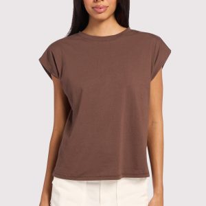 Soft Cotton Muscle Tee | Coffee