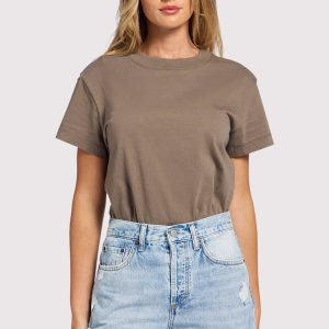 Soft Cotton Everyday T-Shirt Bodysuit | Mocha