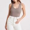 Ribbed Scoop Tank Bodysuit | Mocha