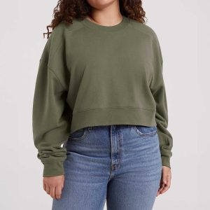 Cropped Crewneck Sweatshirt | Olive