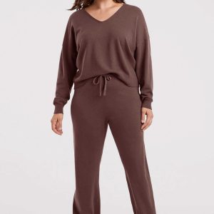 Luxe Knit Wide Leg Pant | Coffee
