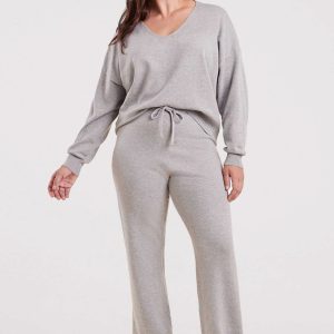 Luxe Knit Wide Leg Pant | Heather Grey