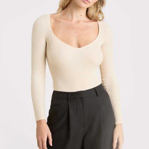 Sweetheart Sweater Bodysuit | Bone