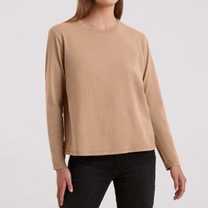 Vintage Cotton Long Sleeve Everyday T-Shirt | Cinnamon