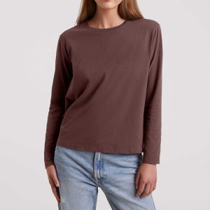 Vintage Cotton Long Sleeve Everyday T-Shirt | Coffee