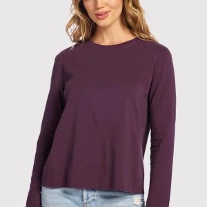 Vintage Cotton Long Sleeve Everyday T-Shirt | Plum