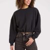 Vintage Fleece Cinch Waist Sweatshirt | Black
