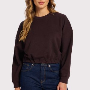 Vintage Fleece Cinch Waist Sweatshirt | Eggplant