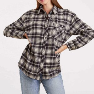 Boyfriend Flannel | Black/Bone