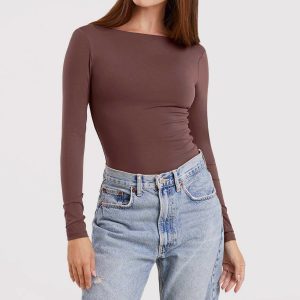 Open Back Bodysuit | Coffee