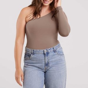 One Shoulder Bodysuit | Mocha