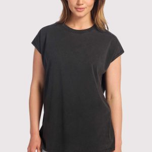 Soft Cotton Tunic Muscle Tee | Washed Black