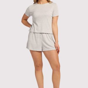 Heart Pointelle Pajama Cheeky Short | Heather Grey