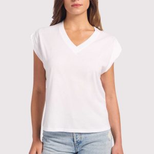 Soft Cotton V-Neck Muscle Tee | White