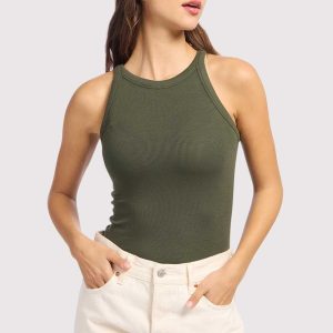 Slinky Rib Racer Tank | Darkest Olive