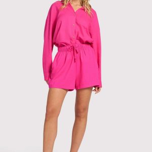 Linen Beach Short | Fuchsia