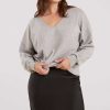 Luxe Knit V-Neck Sweater | Heather Grey